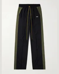 RHUDE Pantaloni sportivi a gamba dritta in jersey tecnico color-block con logo Nero