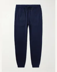 Brunello Cucinelli Pantaloni sportivi a gamba affusolata in misto cashmere Blu