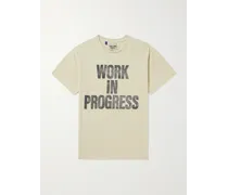T-shirt in jersey di cotone effetto consumato con stampa Work In Progress