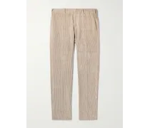Pantaloni slim-fit a gamba affusolata in velluto a coste di misto cotone e cashmere con pinces