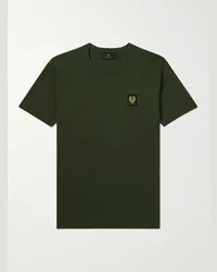 Belstaff T-shirt in jersey di cotone con logo applicato Verde