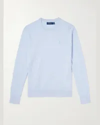 Ralph Lauren Pullover in misto cotone e cashmere riciclato con logo ricamato Blu