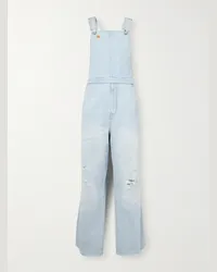 ERL Levi's Salopette a gamba larga in denim effetto consumato con logo ricamato Blu