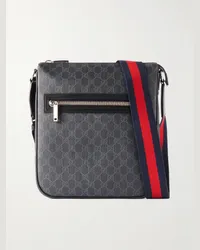 Gucci Borsa a tracolla in tela spalmata Supreme con finiture in pelle e monogramma Nero