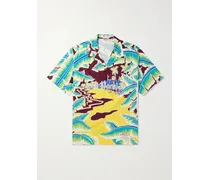 Sun Surf Camicia in popeline di cotone stampato con colletto aperto