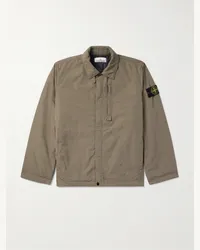 Stone Island Giacca in micro twill imbottito con logo applicato Marrone