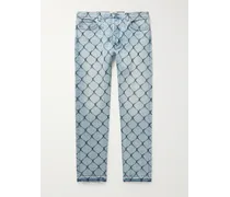 Jeans slim-fit in denim stampato con frange Cage 5001