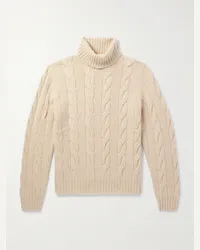 Loro Piana Pullover a collo alto in cashmere a trecce Napier Neutri