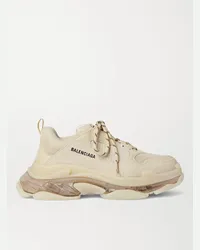 Balenciaga Triple S Clear Sole Mesh, Nubuck and Leather Sneakers Neutri