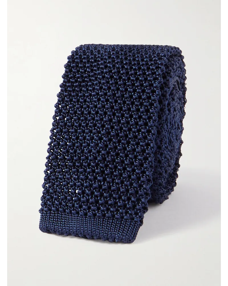 Charvet Cravatta in maglia di seta, 5 cm Blu