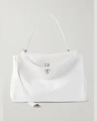 Balenciaga Borsa a tracolla grande in pelle effetto coccodrillo Rodeo Bianco