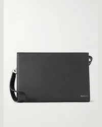 Gucci Pochette in pelle pieno fiore con logo Nero