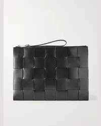 Bottega Veneta Large Intrecciato Leather Pouch Nero