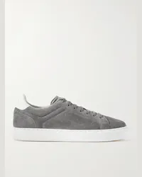 Brunello Cucinelli Sneakers in camoscio con finiture in pelle Urano Grigio