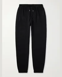 Saint Laurent Pantaloni sportivi in jersey di cotone biologico con logo ricamato Nero