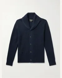 RRL Cardigan in cashmere a coste con collo a scialle Blu