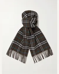 Burberry Sciarpa in cashmere a quadri con frange Grigio