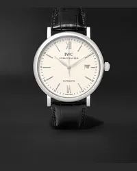 IWC Orologio automatico 40 mm in acciaio inossidabile con cinturino in alligatore Portofino, N. rif. IW356501 Bianco