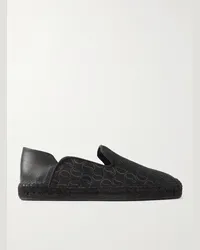 Christian Louboutin Espadrillas in tela e pelle con tallone ripiegabile e logo jacquard Varsi Espadon Nero