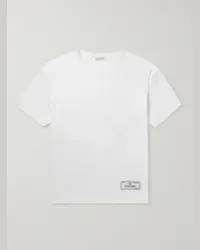 Valentino Garavani T-shirt in jersey di cotone con logo applicato Bianco