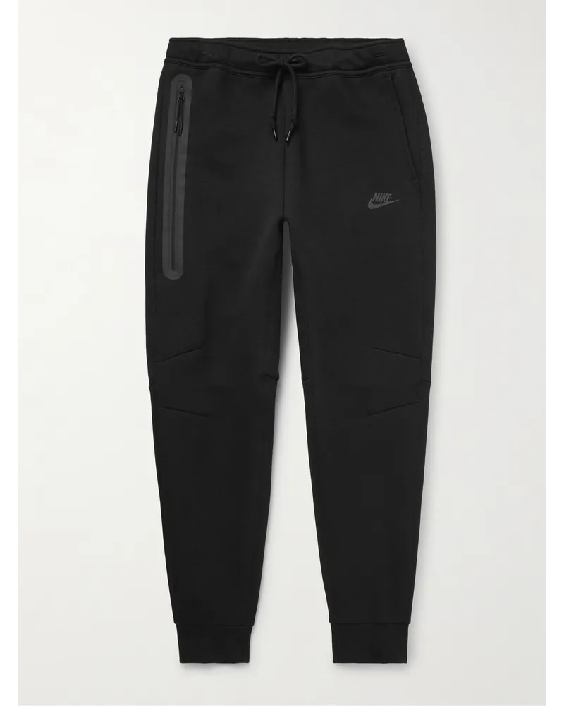 Nike Pantaloni sportivi a gamba affusolata in Tech Fleece di misto cotone con logo Nero