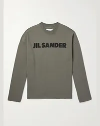 Jil Sander Maglia in jersey di cotone con logo Verde