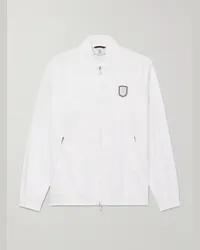 Brunello Cucinelli Giacca da tennis in shell a righe con logo applicato Bianco