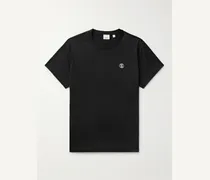 Burberry T-shirt in jersey di cotone con logo ricamato Nero