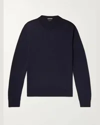 Tom Ford Pullover slim-fit in lana merino Blu