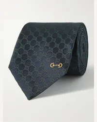 Gucci Cravatta in seta jacquard con logo ricamato, 7 cm Verde