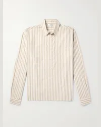 John Elliott + Co Camicia in popeline di cotone a righe con collo button-down Neutri