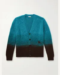 Burberry Cardigan in misto lana ombré con logo a intarsio Blu