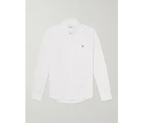 Camicia in popeline di cotone con collo button-down e logo ricamato