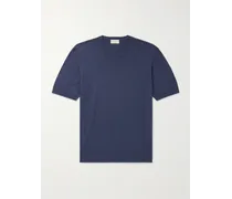 T-shirt slim-fit in misto lino e cotone