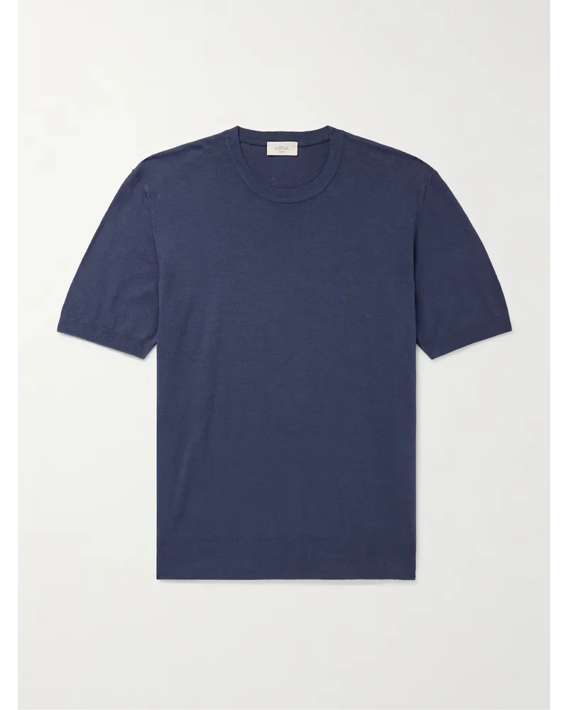Altea T-shirt slim-fit in misto lino e cotone Blu
