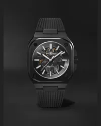 Bell & Ross Orologio automatico skeleton 41 mm in ceramica nera con cinturino in gomma BR 05, N. rif. BR05A-BL-SK-CE/SRB Nero