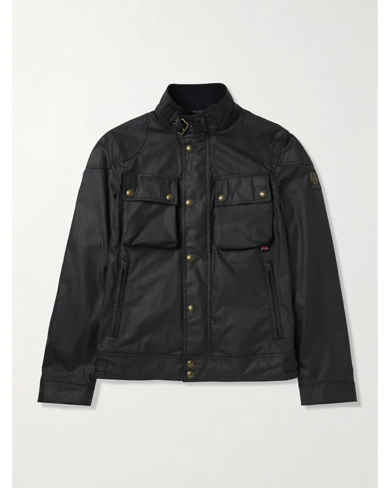 Belstaff Giacca in cotone cerato con logo applicato Racemaster Blu