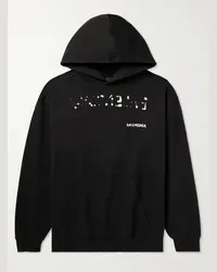 Balenciaga Felpa in jersey di cotone con cappuccio e logo Nero