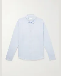 Club Monaco Camicia gessata in lino Luxe Blu