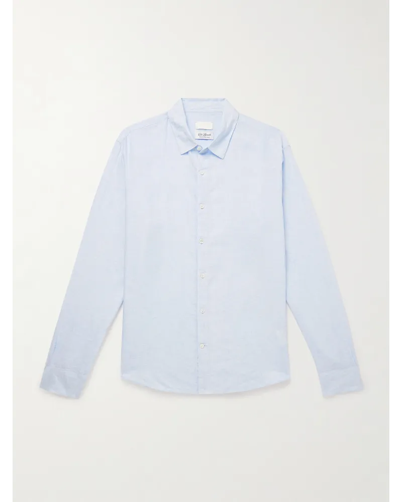 Club Monaco Camicia gessata in lino Luxe Blu