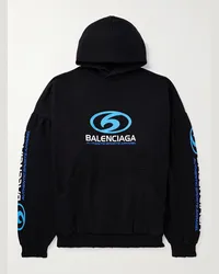 Balenciaga Felpa oversize in jersey di cotone effetto invecchiato con logo Nero