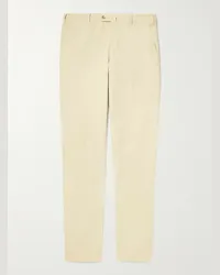 Loro Piana Pantaloni in cotone stretch con pinces slim-fit Pantaflat Neutri