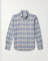 Hartford Camicia in flanella di cotone con collo button-down Pitt Blu