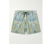 Shorts da mare medi slim-fit con stampa paisley e logo applicato