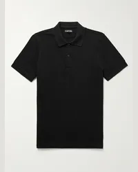 Tom Ford Polo slim-fit in cotone piqué tinta in capo Nero