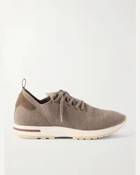 Loro Piana Sneakers in maglia di lana con finiture in camoscio 360 Flexy Walk Marrone