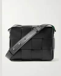 Bottega Veneta Borsa messenger in pelle con motivo Intrecciato Nero