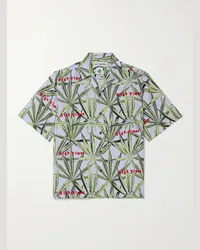 Wacko Maria High Times Camicia in crêpe stampato con colletto convertibile Verde