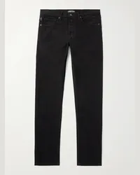 Tom Ford Pantaloni slim-fit in fustagno di misto cotone Nero