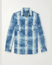 Ralph Lauren Camicia in chambray di cotone ombré a quadri Blu